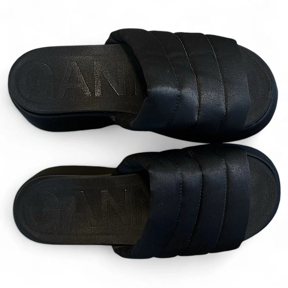 GANNI Women’s 8.5 Black 90’s Y2K Chunky Slip On Platform Sandal Slide Puffy Lug